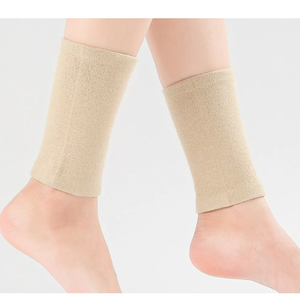 Breathable Wool Ankle Socks Adjustable Warm Supportive Foot Sleeves for Golf Yoga Basketball Light Tan