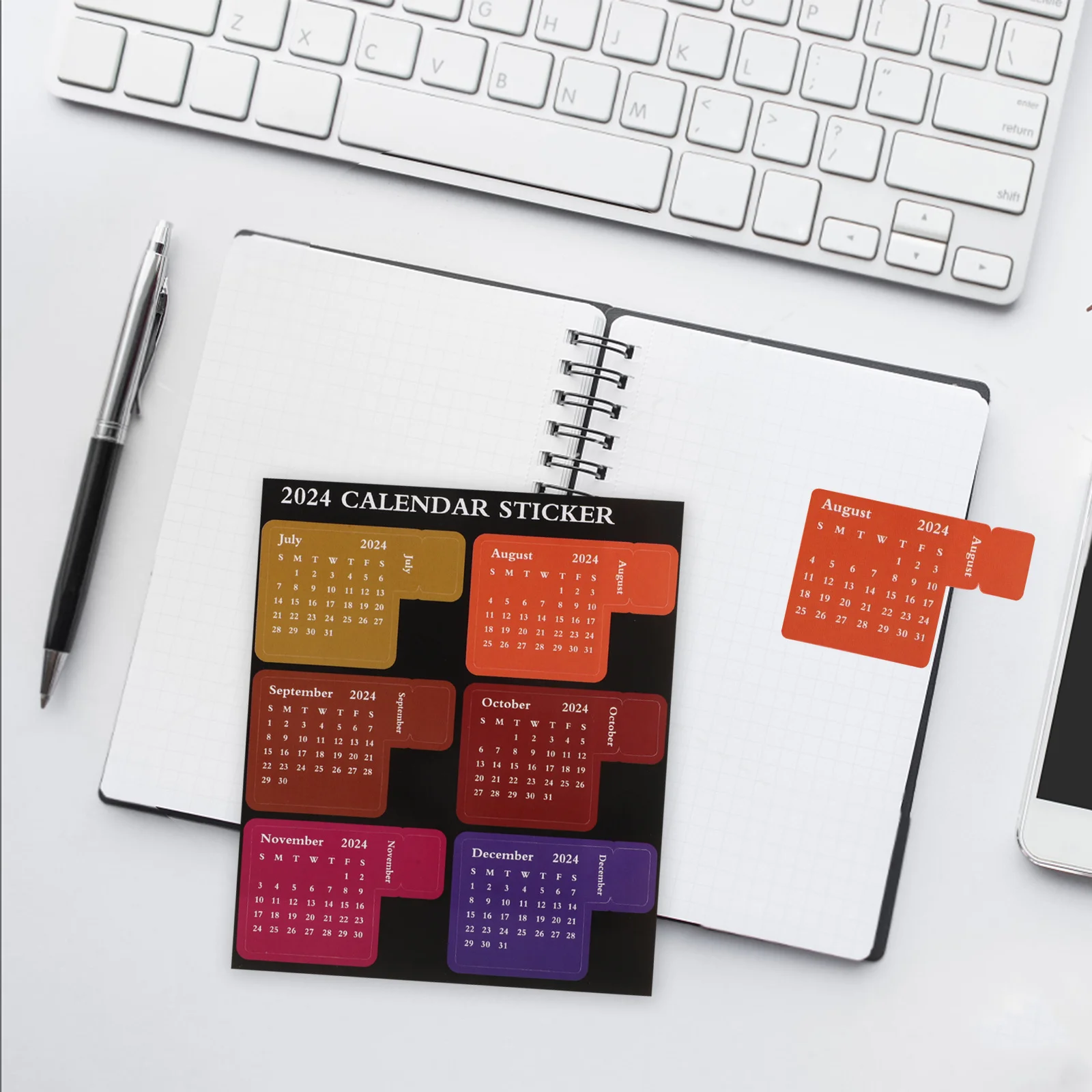 

2Sets Calendar Index Stickers for Notebook Planner Indexing Office Home Study Portable Planner Tabs Labeling Accessories