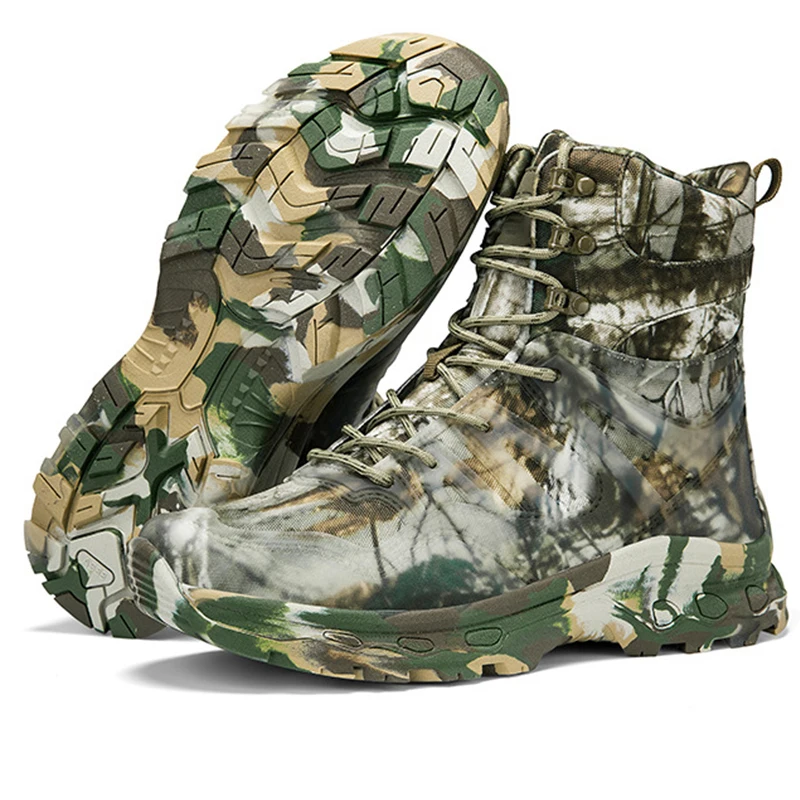 

CHRLCK Outdoor Combat Boots High Top Sneakers Men's High Top Boots Waterproof Desert Combat Boots Outdoor Non-slip Hiking Shoes