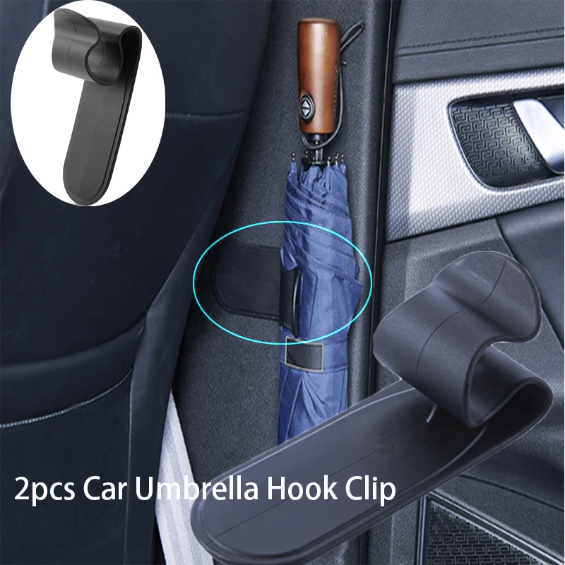 2pcs Car Umbrella Hook Clip Multifunction Hook for Tesla Model 3 Model S Model X Model Y Adhesive Hanging Storage Buckle Rack