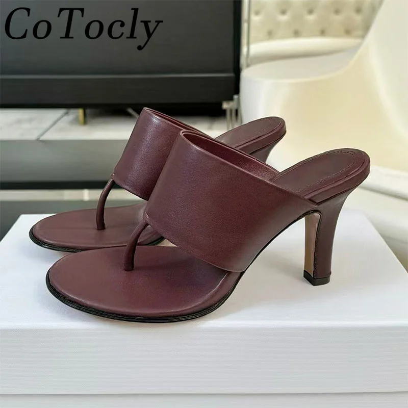 جديد عالية الكعب النعال امرأة جلد طبيعي قرصة تو الوجه يتخبط المرأة الصيف الشرائح الحديثة امرأة