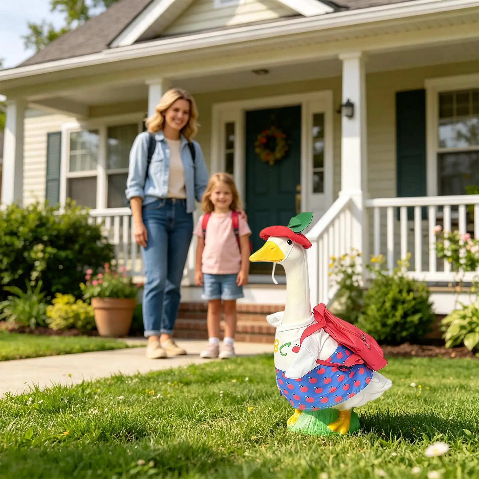 Porch Goose Outfits 23 Inch With Hat And Schoolbag Lawn Statue Dress Porch Goose School Outfit For Classroom Garden Yard Lawn