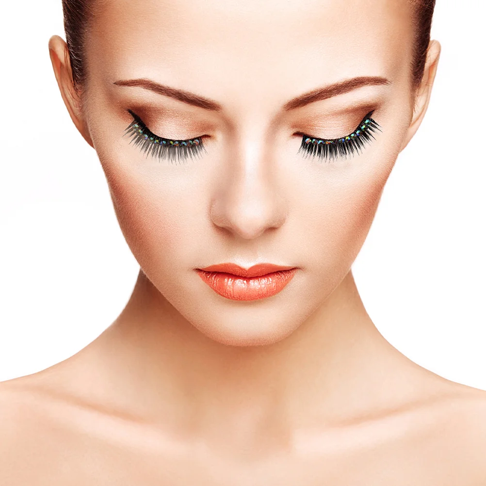 False Lashes Long Shiny Eyelash Extensions For Women Girls Party Cosplay Halloween Makeup Artificial Lashes Rhinestone