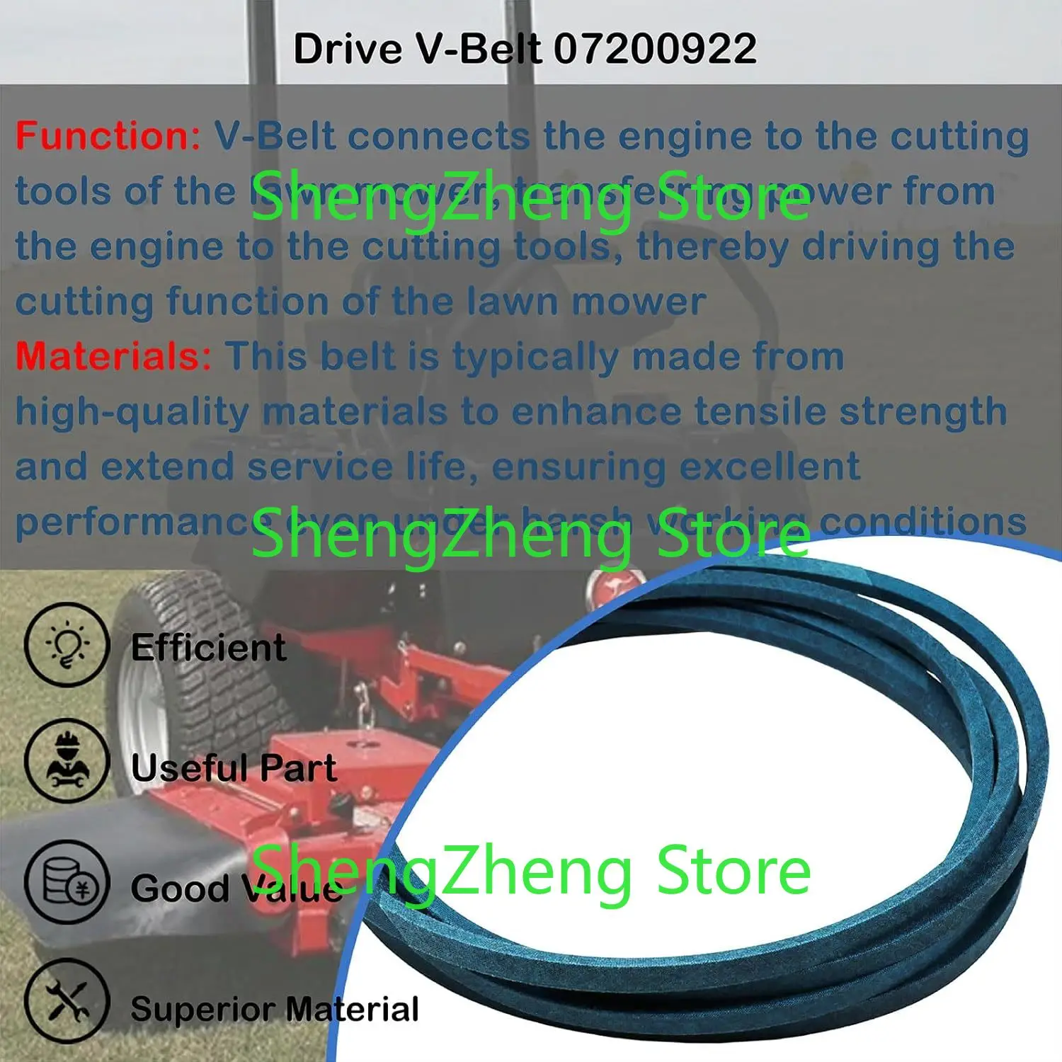 Drive V-Belt 07200922 Fit for Gravely ZT XL 60 Zero Turn Lawn Mower,Ariens Ikon 60 Lawn Mower (60inch)