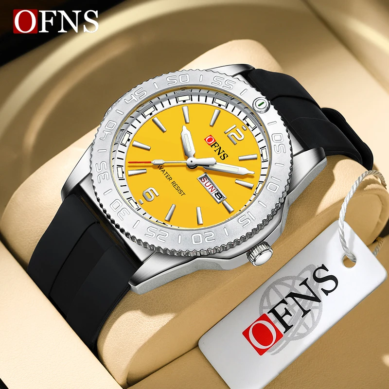 

OFNS 8015 New Top Brand Men's Watch Fashion Sports Waterproof Quartz Watch Date Dual Screen Night Glow Men's Watch 2024