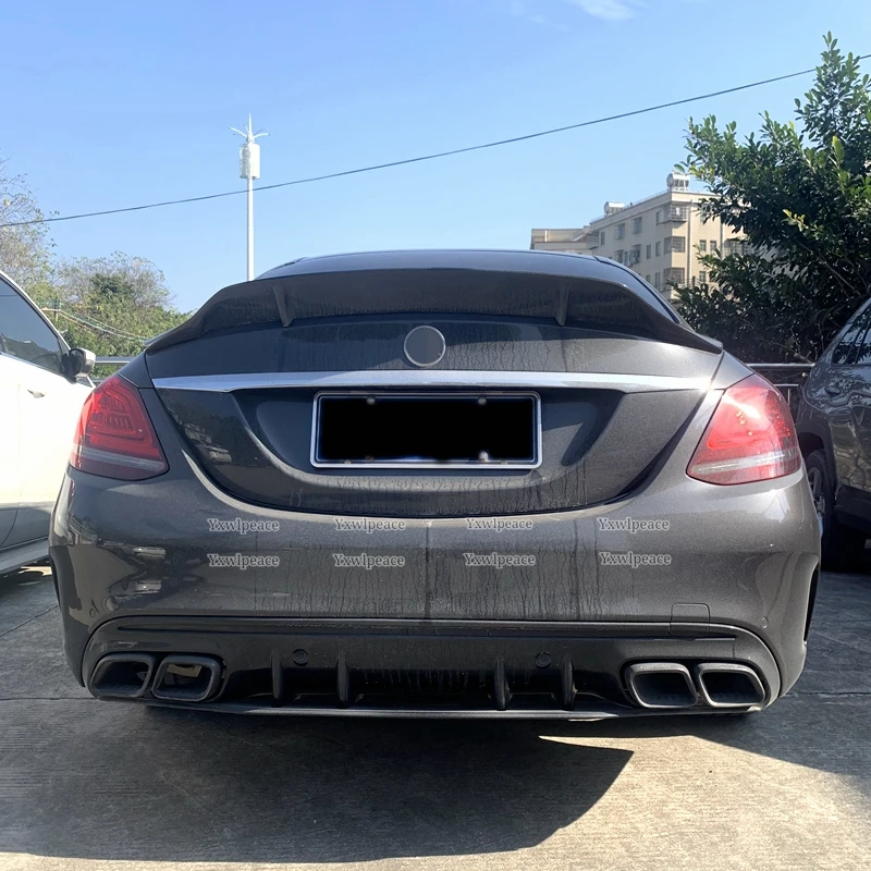 R Style Carbon Fiber Rear Spoiler For Mercedes-Benz W205 C180 C200 C250 C300 C400 C63 AMG Sedan 4 Door 2015-2019 Rear Trunk Wing