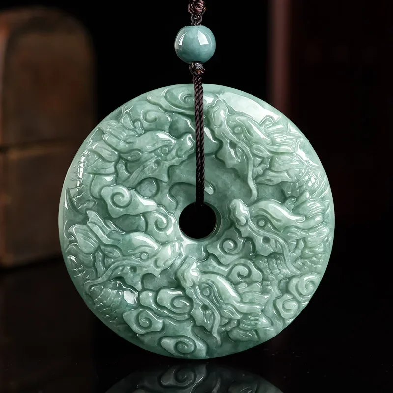 

Burmese Jade Dragon Pendant Green Vintage Jewelry Accessories Emerald Necklace Necklaces Fashion Natural Chinese Jadeite Stone