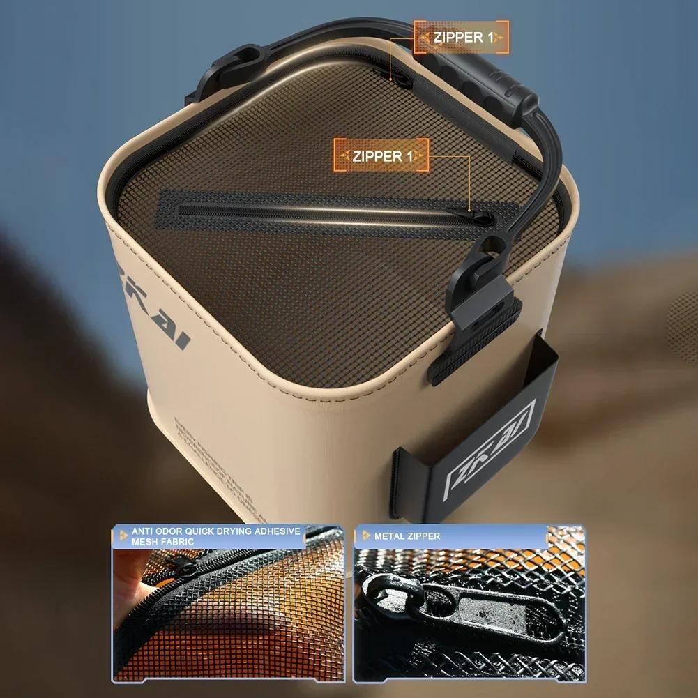 8L/13L Foldable Fishing Bucket; Outdoor Durable Hand Carry Fish Bucket; Large Capacity Carry Bucket; Camping Fishing Bucket