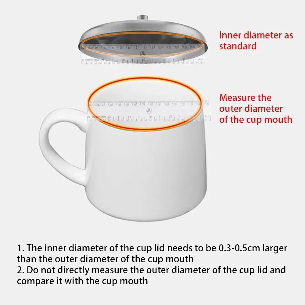 1Pcs with Convex Handle Mug Cover Heat Temperature Preserve Stainless Steel Cup Protective Cap Dust Free 8/8.5/10.2/10.5/12.3cm