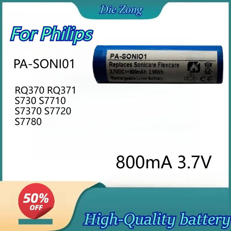 

High-quality 800mA 3.7V PA-SONI01 Rechargeable Li-Ion Battery for Philips RQ370 RQ371 S730 S7710 S737 S7720S7780 Shaver atteries