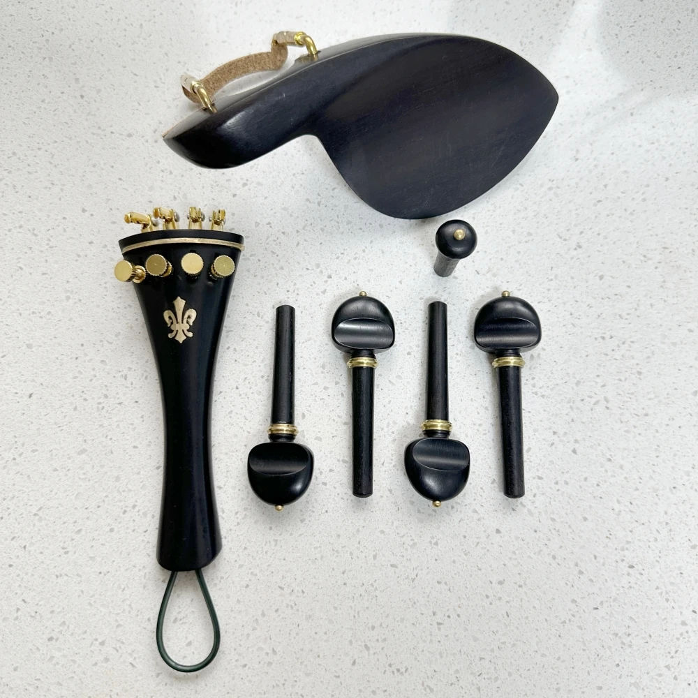 1 set high quality 4/4 violin ebony wood accessories parts fittings,Tailpiece+Baroque Tuning pegs+Endpins+Chin rest/Chin Holder