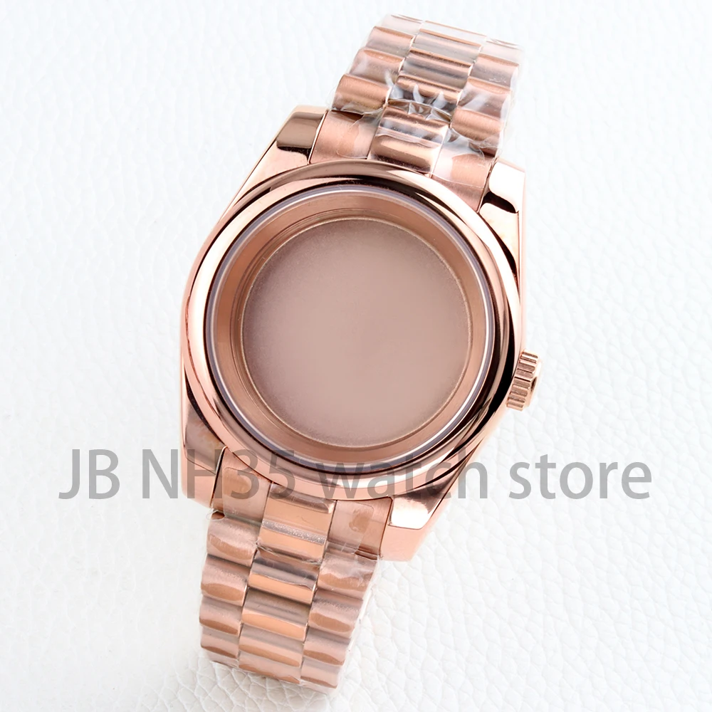 

Rose Gold Pvd NH35 Round Edge Case 36mm/39mm for Datejust NH35 NH36 Movement Presidential Strap 28.5mm Dial Sapphire Glass