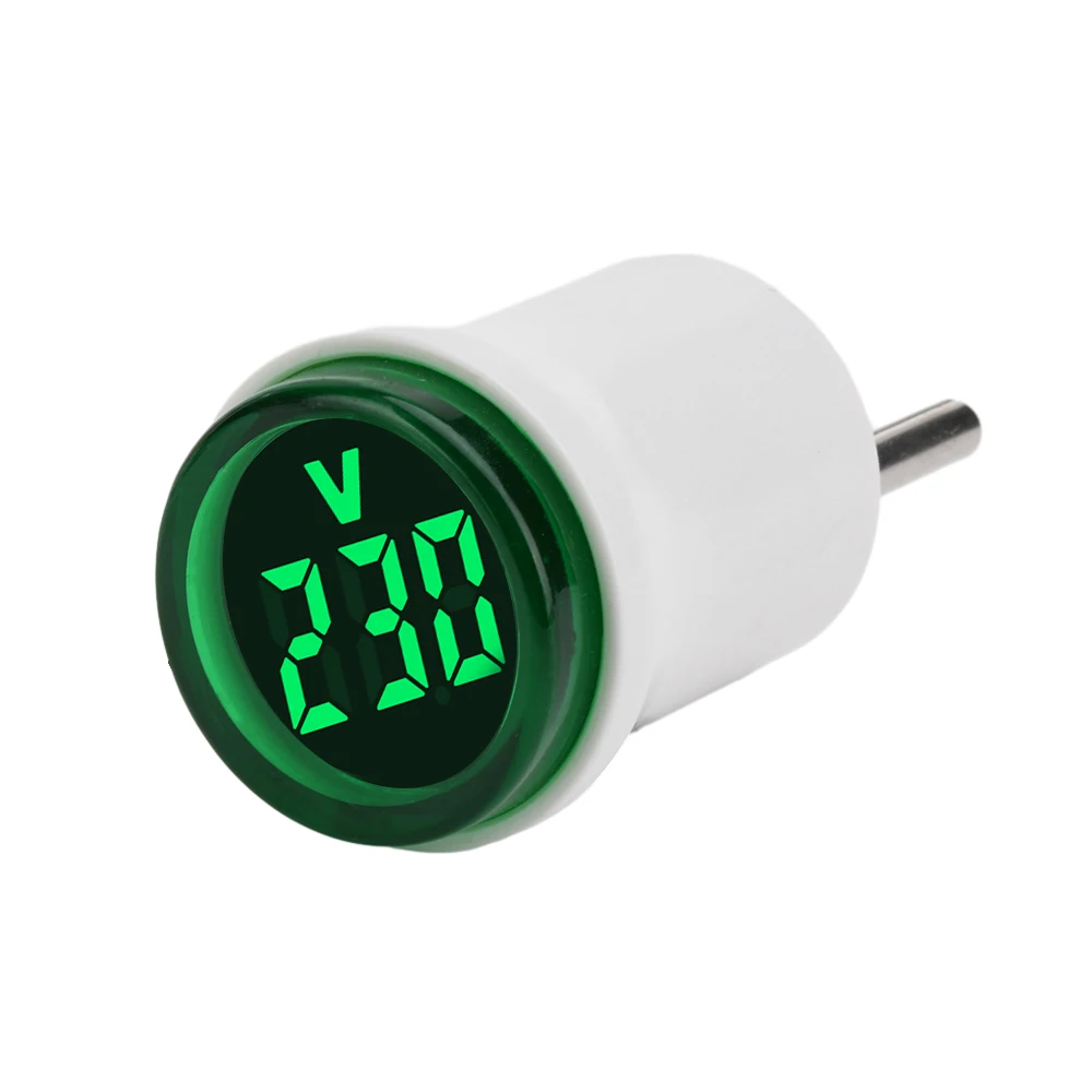 AC 220V Measure Range 50~500V Voltmeter 30mm Round EU Plug LED Digital AC Voltage Indicator Power Line Voltage Test Monitor