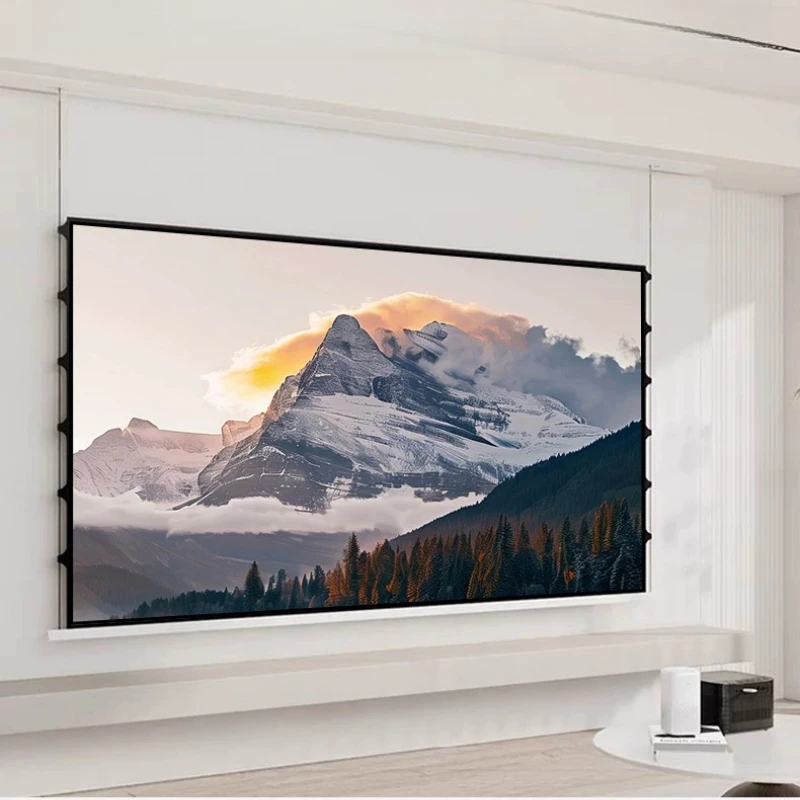 Embedded ceiling projection screen, household, anti-light, electric hidden floating photon automatic lifting screen