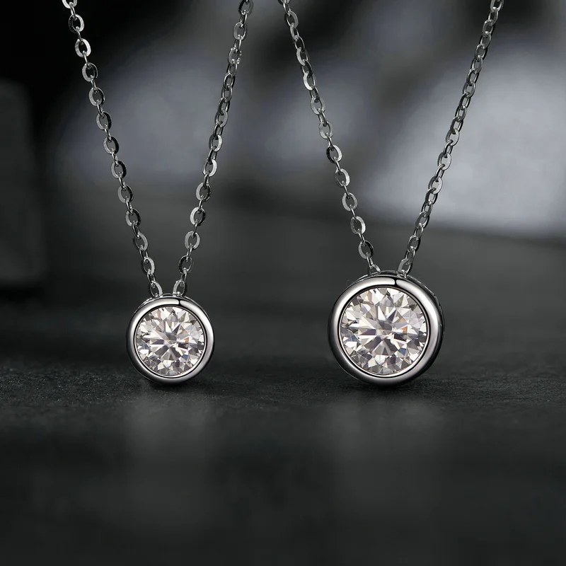 Bamoer U Moissanite Necklace 925 Sterling Silver Unique Bezel Setting Design Certified Necklace Fine Jewelry D Color VVS1