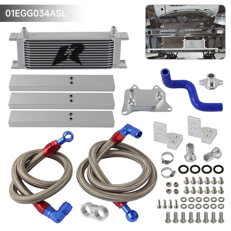 13 /16 Rows AN8 8-AN Oil Cooler Kit for VW Golf MK7 GTI/R VII 2.0L Audi A3/S3 8V Tiguan Skoda Octavia 2012+ EA888 Gen.3 Aluminum