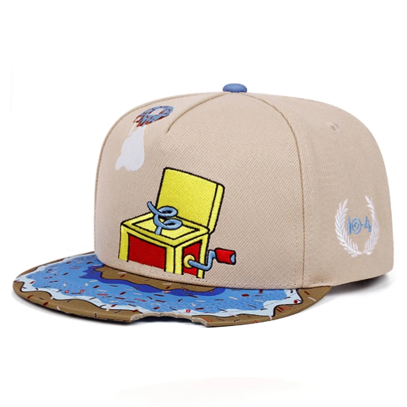 2026 New Flat Edge Baseball Hat Doughnut Record Machine Embroidered HipHop Hat Daily Commuter Decoration Hat Sunshade Hat Unisex