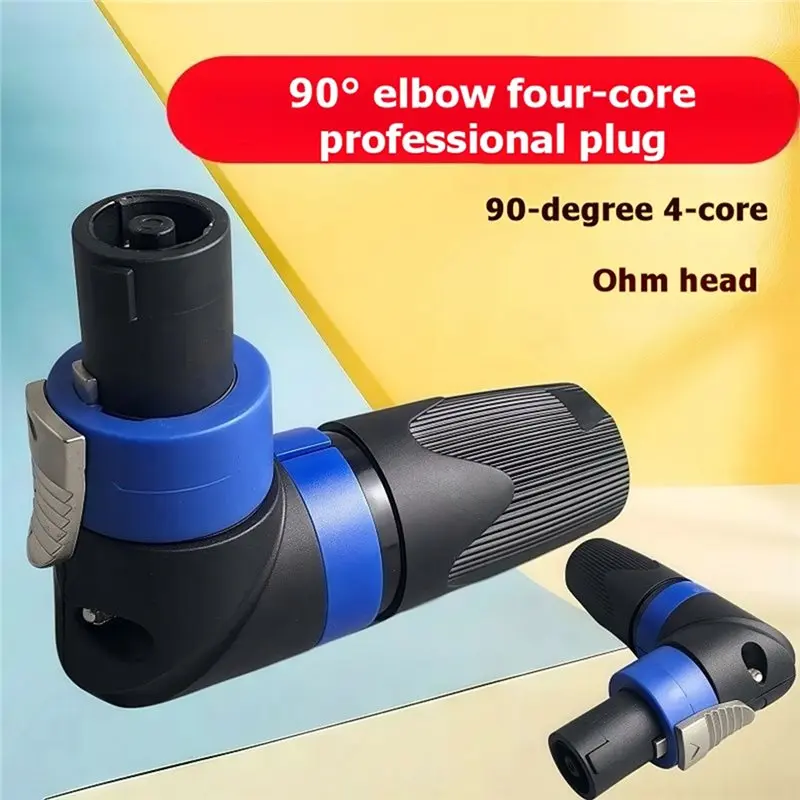 AA60-For Audio For Speaker XLR Plug 90 Degree 2Pcs 4 Pins L-Shaped Ohm Connector Speakon Led Powercon Adapter Amplifier