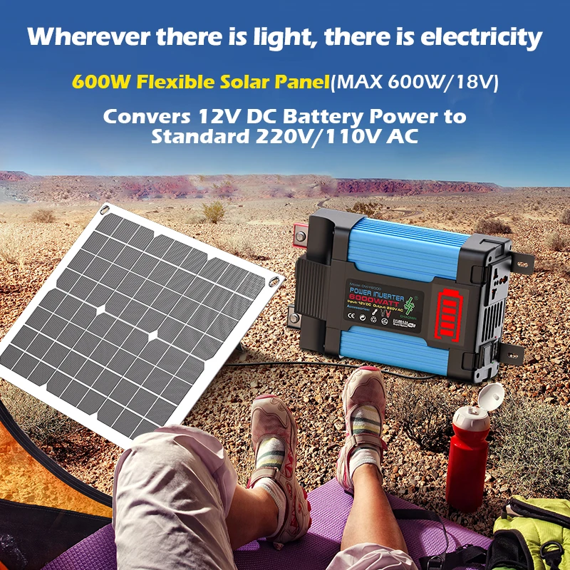 6000W4000W Solar Panel Inverter Kit – Complete Off-Grid Power System with Charge Controller & Battery Compatibility