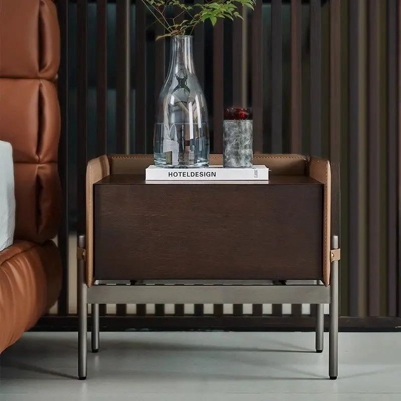 

bedside table, large bedroom minimalist, high-end decoration, bedside storage, lockers