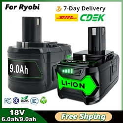 9000mAh Battery For Ryobi P108 18V Li-ion Rechargeable Battery BPL1820 P108 P109 P106 P105 P104 RB18L50 Power Tool Baterry