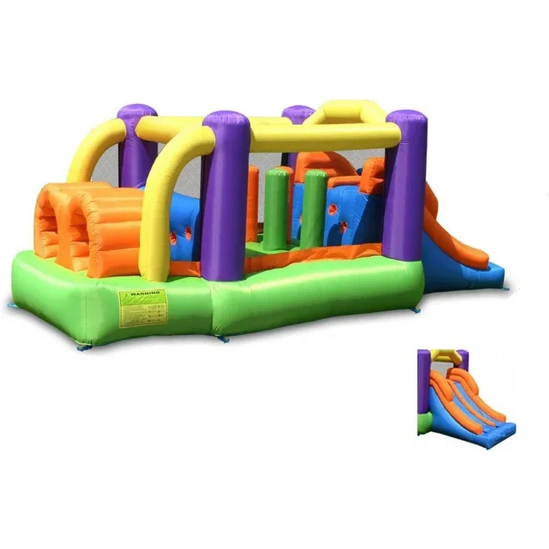 

Pro Racer Obstacle Bounce House with Dual Slides, Bounce, Climb, Slide All in One, UL 1 HP Blower Included, 19 ft x 9