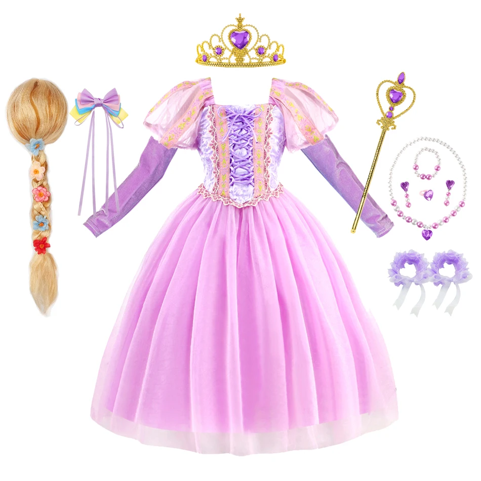 

Костюм Диснея Рапунцель, платье принцессы с блестками для девочек, платье-пачка для дня рождения, платье принцессы Рапунцель для Хэллоуина, карнавала