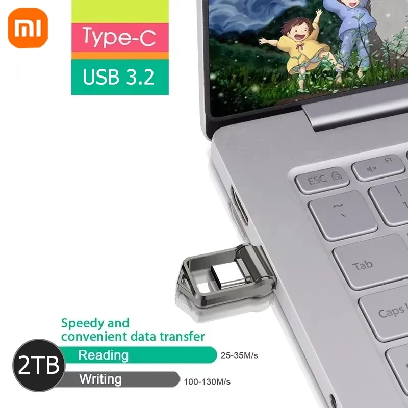 Xiaomi 2 تيرا بايت 1 تيرا بايت Type-C معدن صغير بندريف USB 3.0 130 برميل/الثانية سرعة عالية رائجة البيع محرك فلاش أصلي لتخزين الهاتف PC TV السيارة