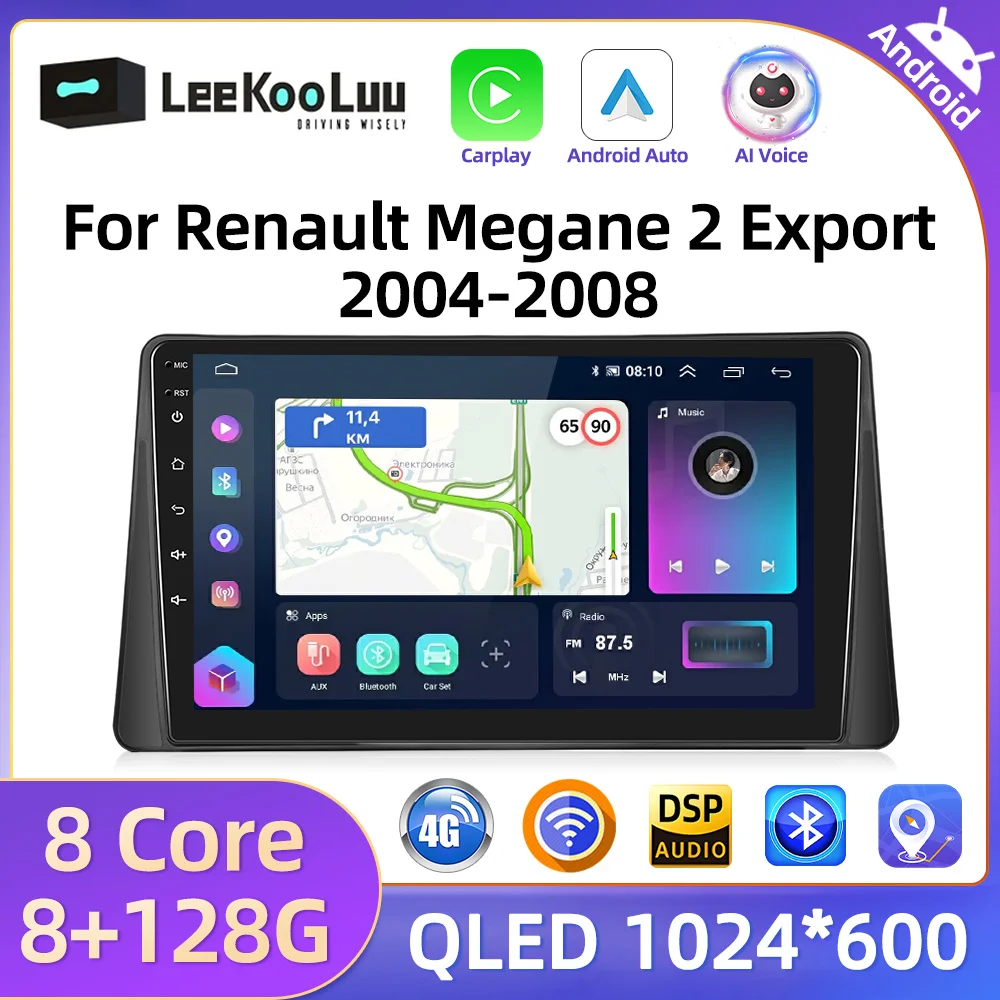 LeeKooLuu Android Car Radio GPS Stereo For Renault Megane 2 Export 2004-2008 Multimedia Player Wifi Bluetooth Wireless Carplay