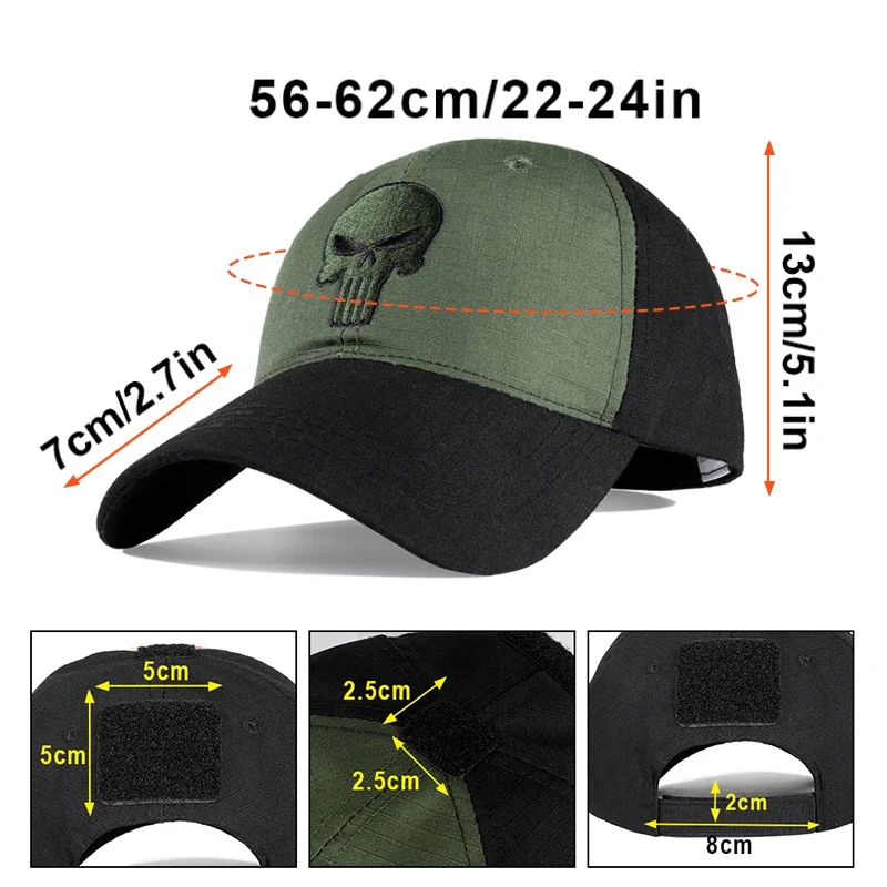 Tactical Baseball Caps Summer Adjustable Snapback Skull Trucker Hat Hunting Fishing Outdoor Sports Sun Protection Hats Men Women