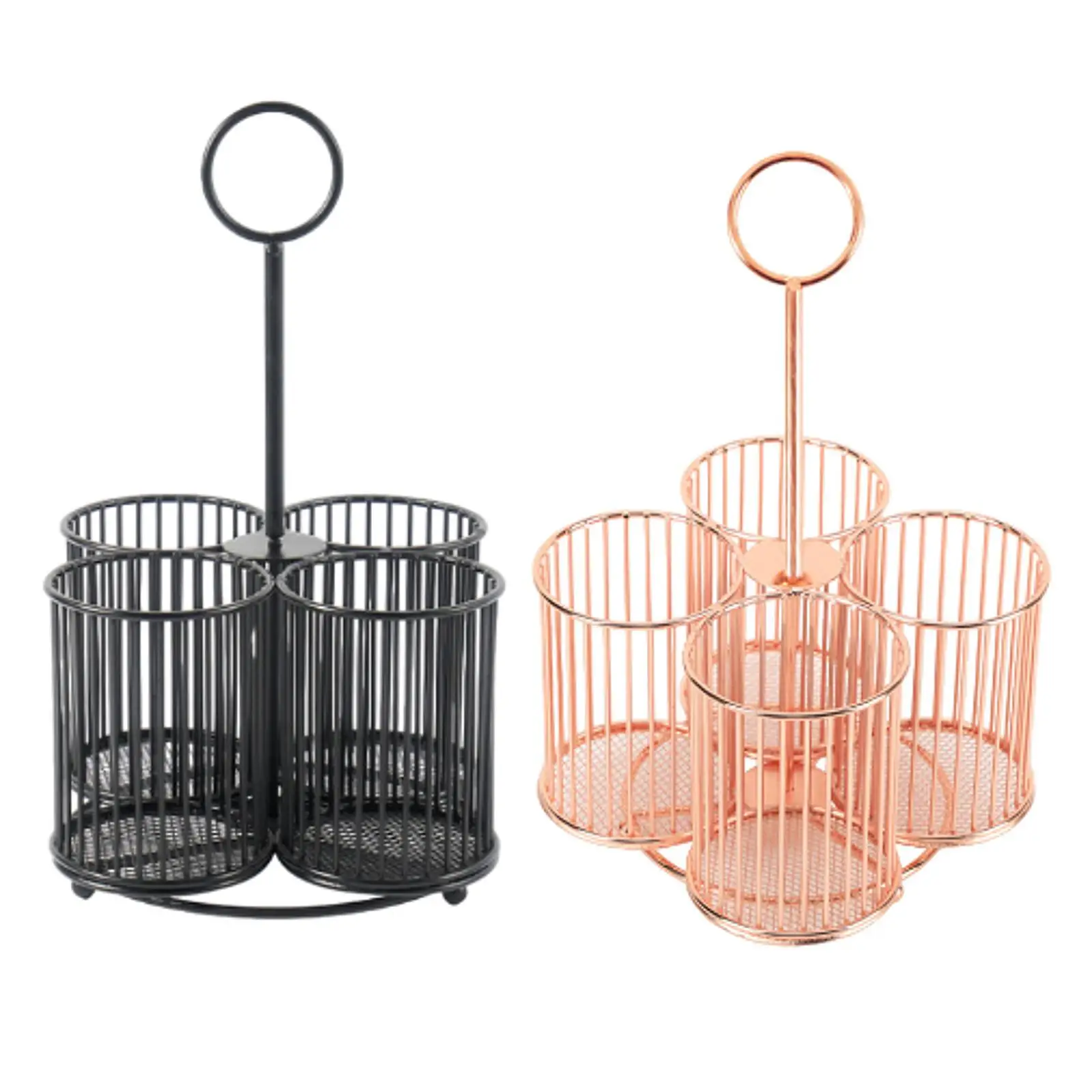 

4 Compartment Metal Utensil Organizer Practical for Pens Countertop Lipstick