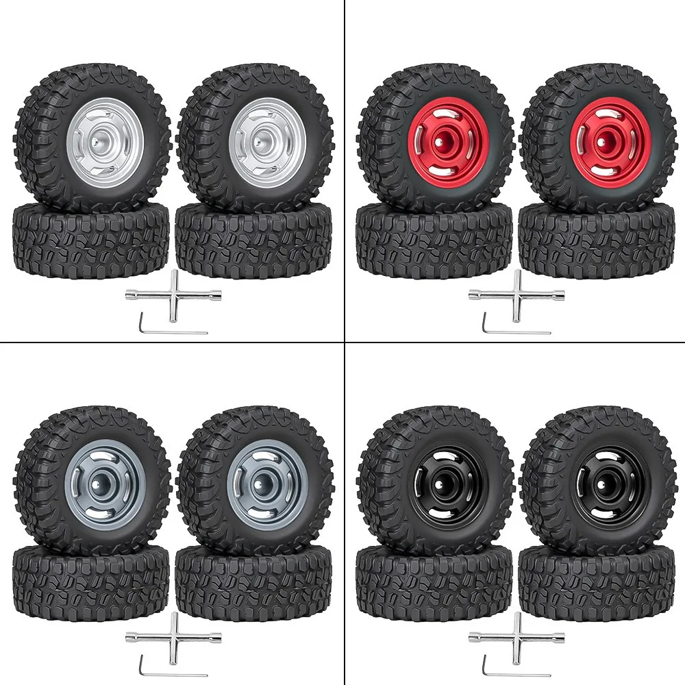 4개 65mm 1.3인치 메탈 비드락 휠 타이어 세트 1/18 1/24 RC 크롤러 자동차 TRX4M SCX24 AX24 FCX24 업그레이드 부품