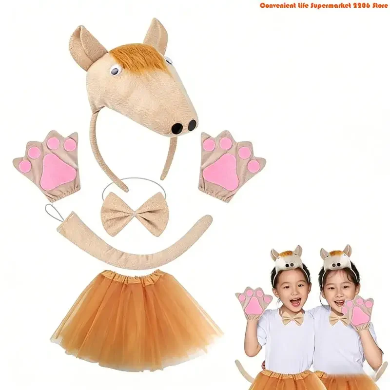F92D Horse Costume Accessories Horse Headband Tail,Tutus,Horse Fancy Dress Costumes