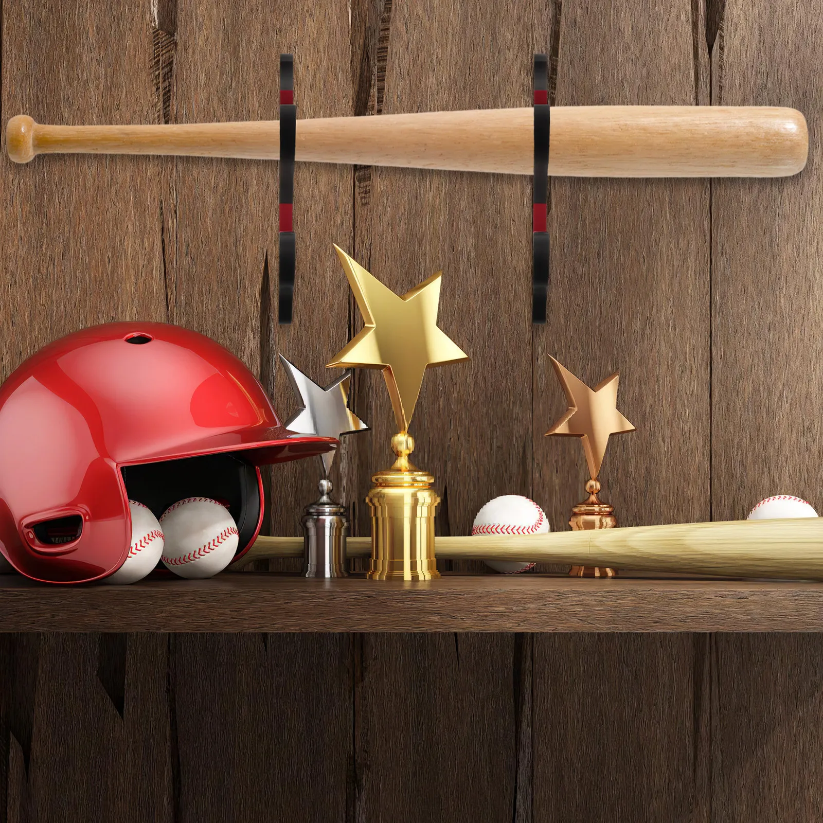 

2Pcs Baseball Bat Wall Mount Display Rack Horizontal Bat Hanger Holder for Bedroom Game Room Sports Decor Organization Storage