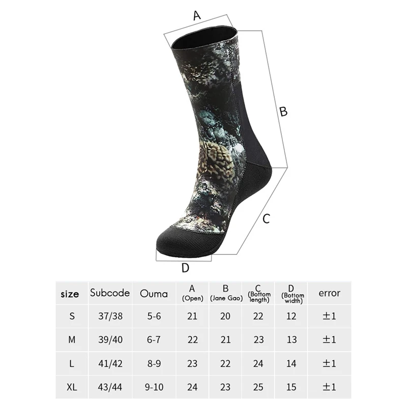 Diving Socks 3Mm Neoprene Diving Socks Camouflage Beach Socks Warm Swimming Socks