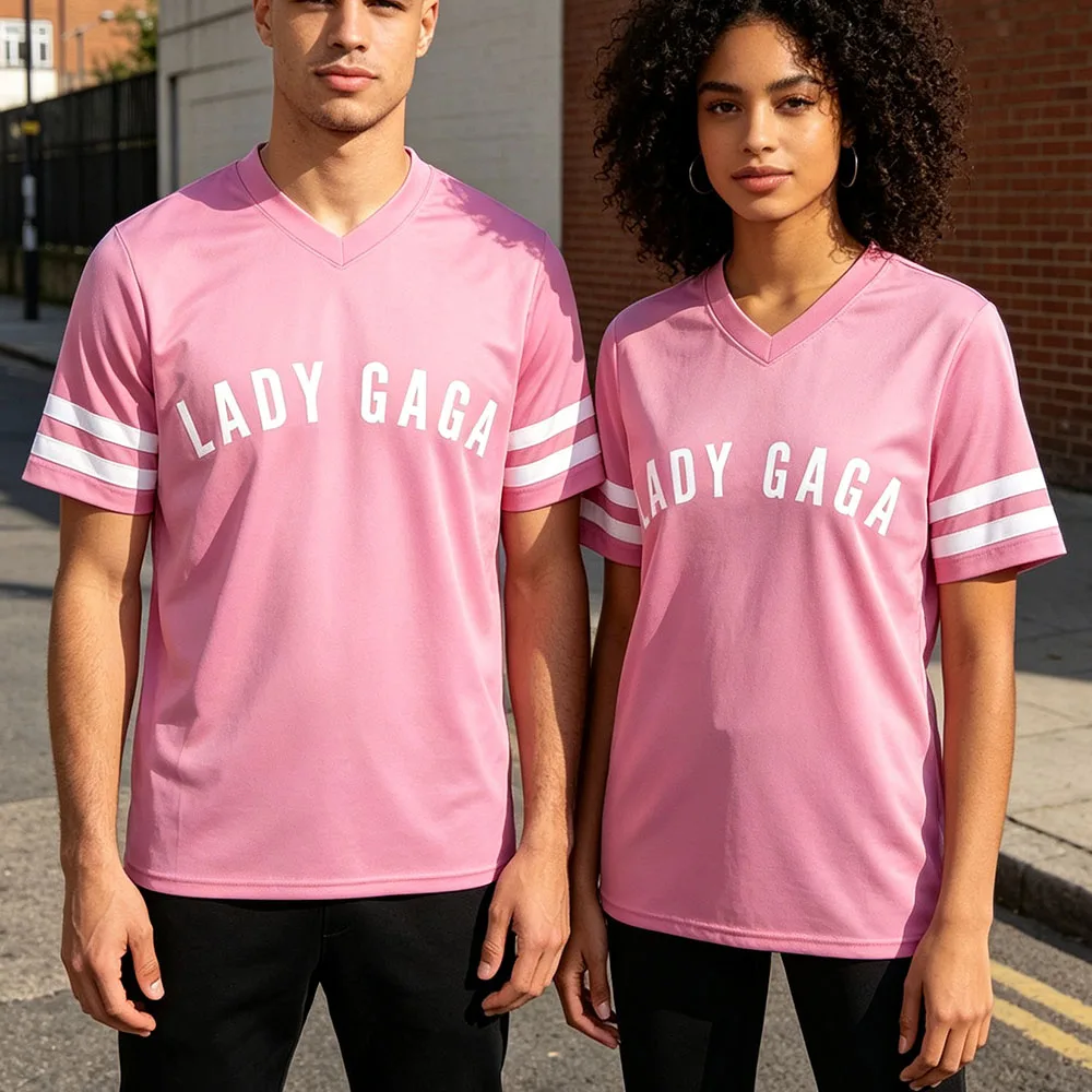 Men Women Clothing Lady Gaga Joanne 51 Football Tee Jersey Summer O-neck Cotton Loose Fashion T-shirt Casual Unisex Streetwear