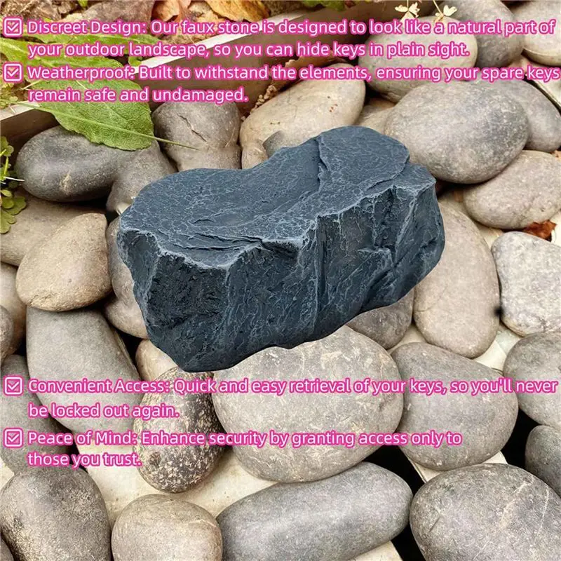 ABZZ-2X Fake Rock Key Box For Outside - Safe Resin Spare Key Hider For Outdoor Garden Or Yard (Stone Style)