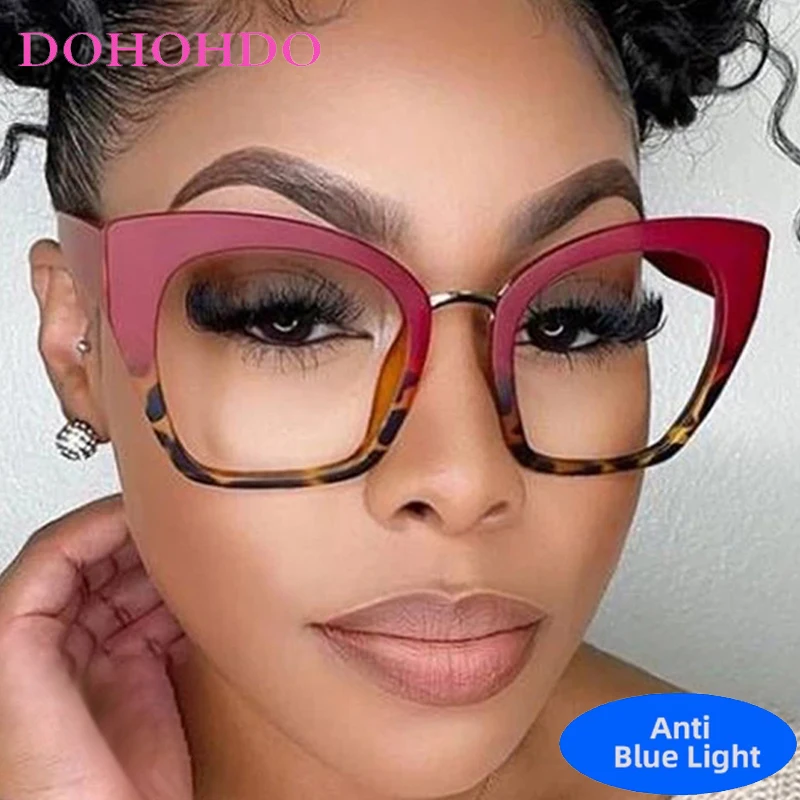 

Vintage Anti Blue Light Optical Oversized Cat Eye Sexy Ladies Glasses Women New Luxury Brand Designer Trend Eyewear Frame Unisex