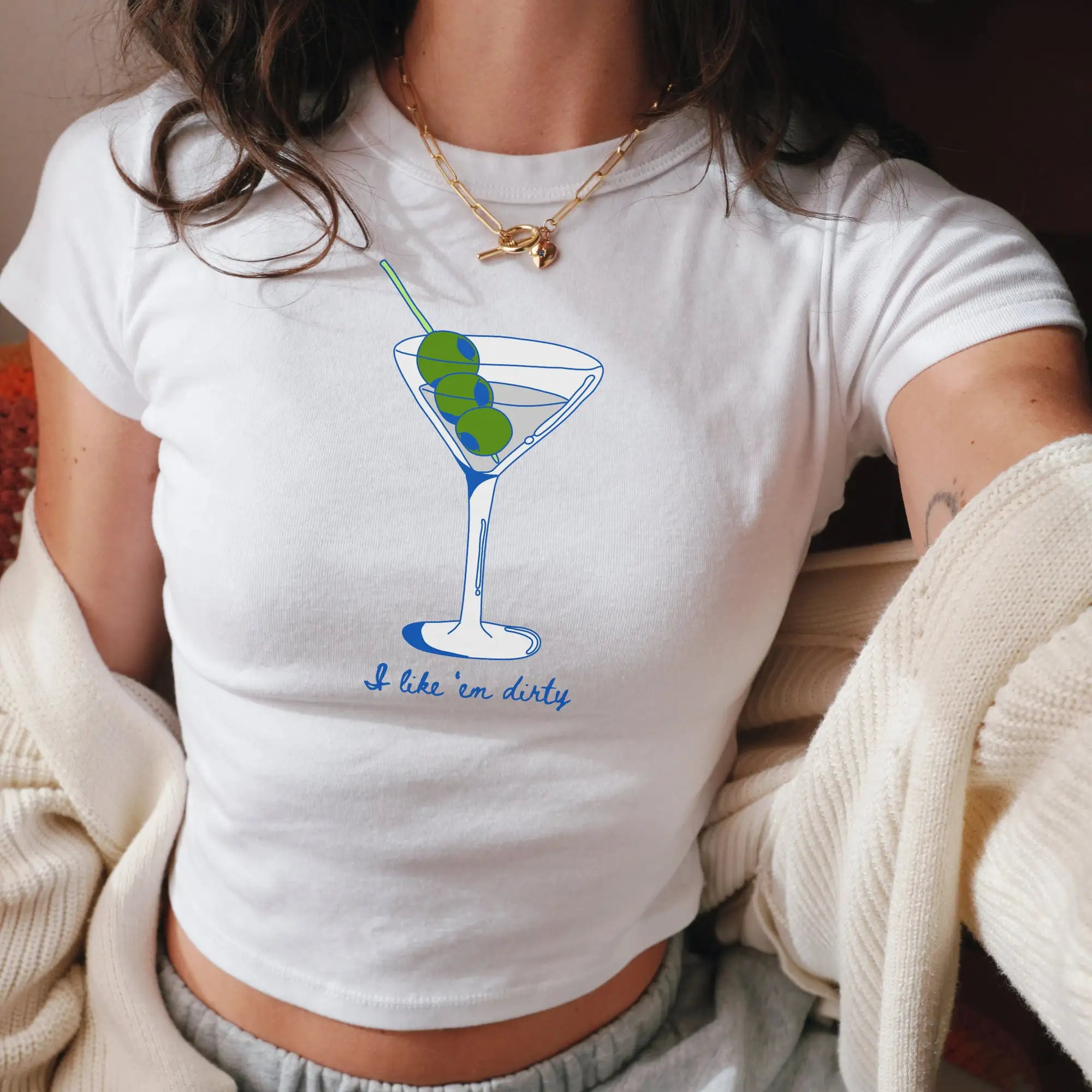 Tini Time Slogan Baby T Shirt Martinis Cute Tops for Women Going Out Trashy Y2K Funny 2000s