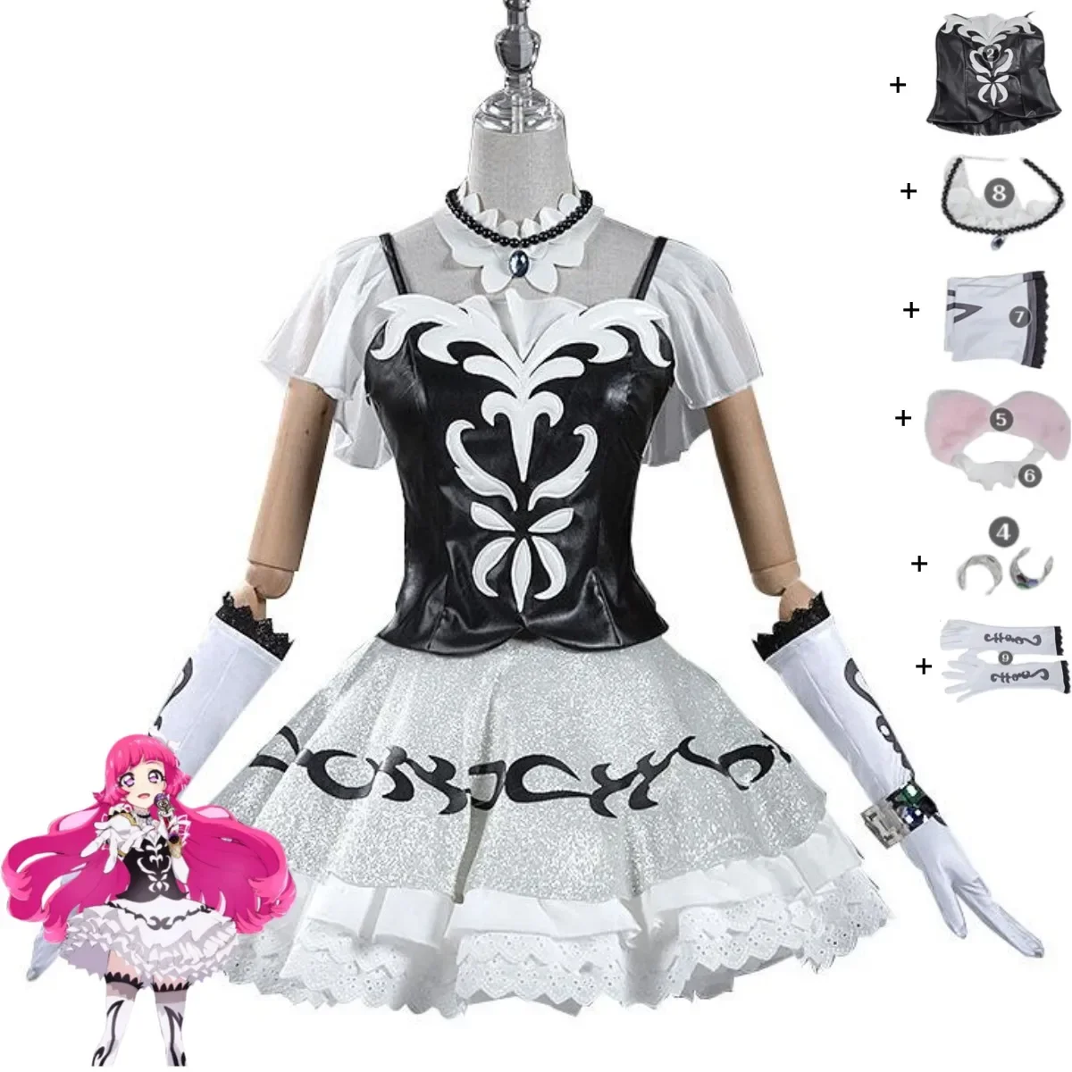 Anime Pripara Hojo Sophy Cosplay Costume Solami Smile White Skirt Uniform Princess Dress Woman Sexy Lovely Carnival Party Suit