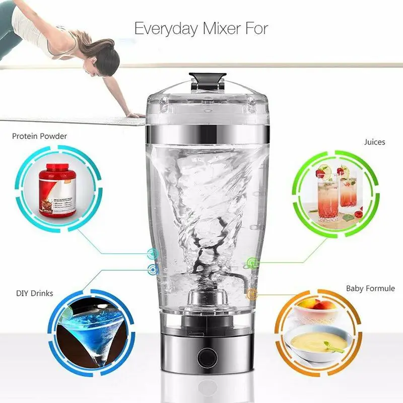 Powerful And Portable 450ML USB Rechargeable Electric Mixing Cup Automatic Protein Milkshake Stirrer Shaker Bottle Great For Gif