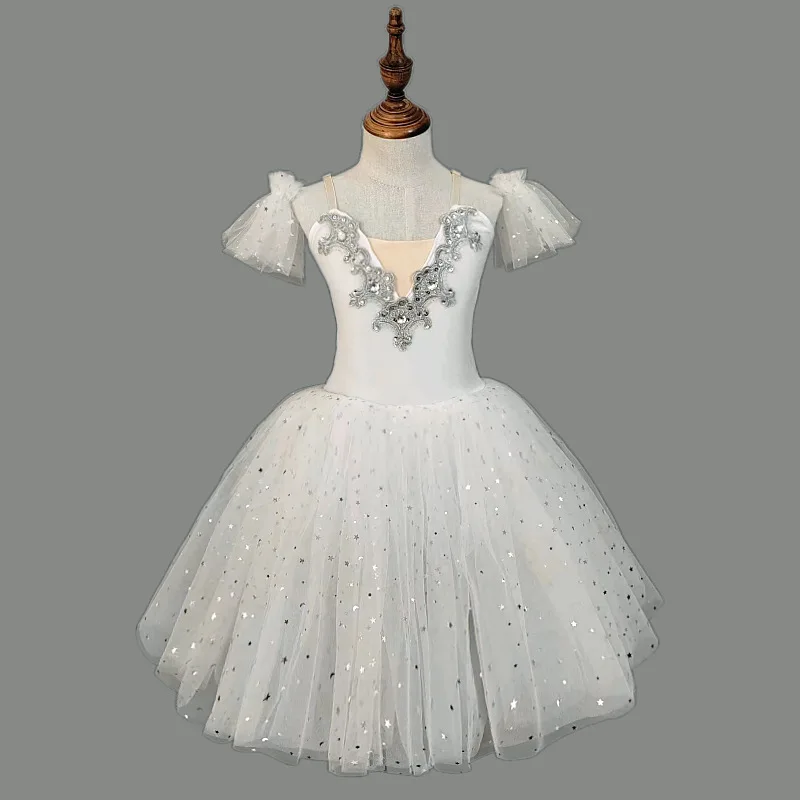 Roupas de prática de tutu infantil, vestido de princesa, roupas de performance
