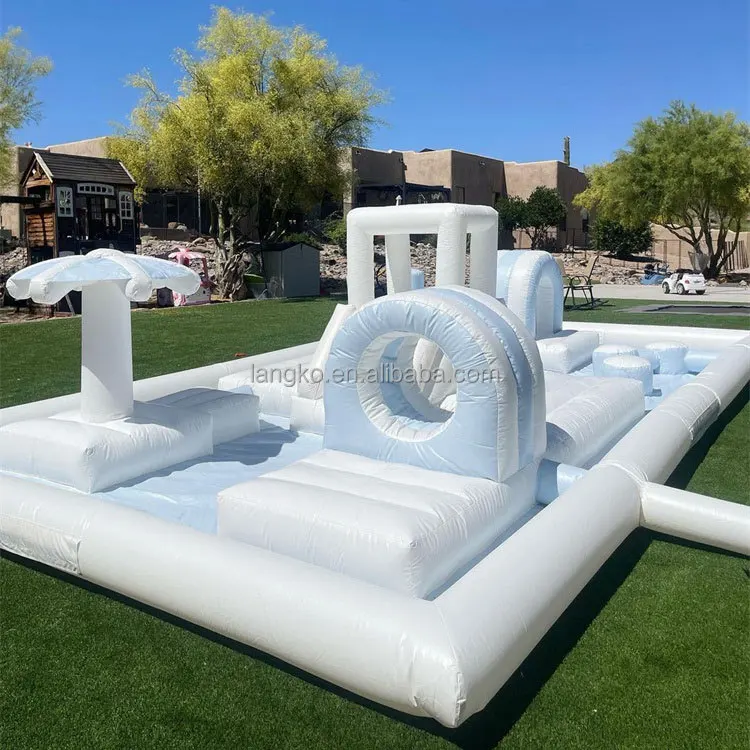 New Soft Play Equipment White Splash Pad White Inflatable Playground with Water Slide Pool for Kids Activity Parties
