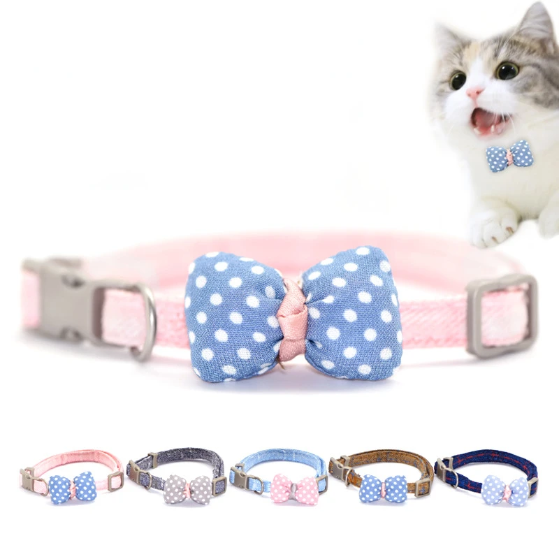 

Cute Three-dimensional Bow Polka Dot Pet Collars Fashion Personalized Bell Cat Accessories Collar Casual Adjustable Pet Supplies