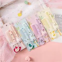 2Pcs/set Cute Cartoon Kids Hairdressing Comb Anti-static Pointed Tail Comb for Girls Strawberry Fruit Hair Comb Kids