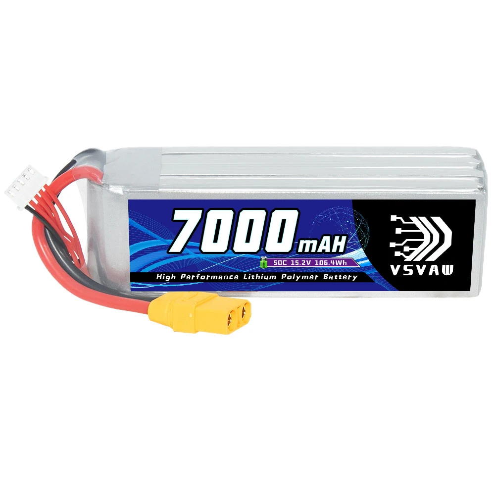 VSVAW 4S 15.2V HV Lipo Battery 7000mAh 50C Suitable for RC racing cars, speedboats, haul trucks, Buggy helicopters, drones