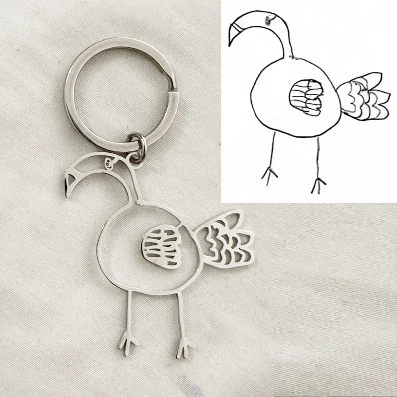 Custom personalizada Keychains Children Drawing Photo Logo Children Diy Keyring Stainless Steel Jewelry Keychains To Customize