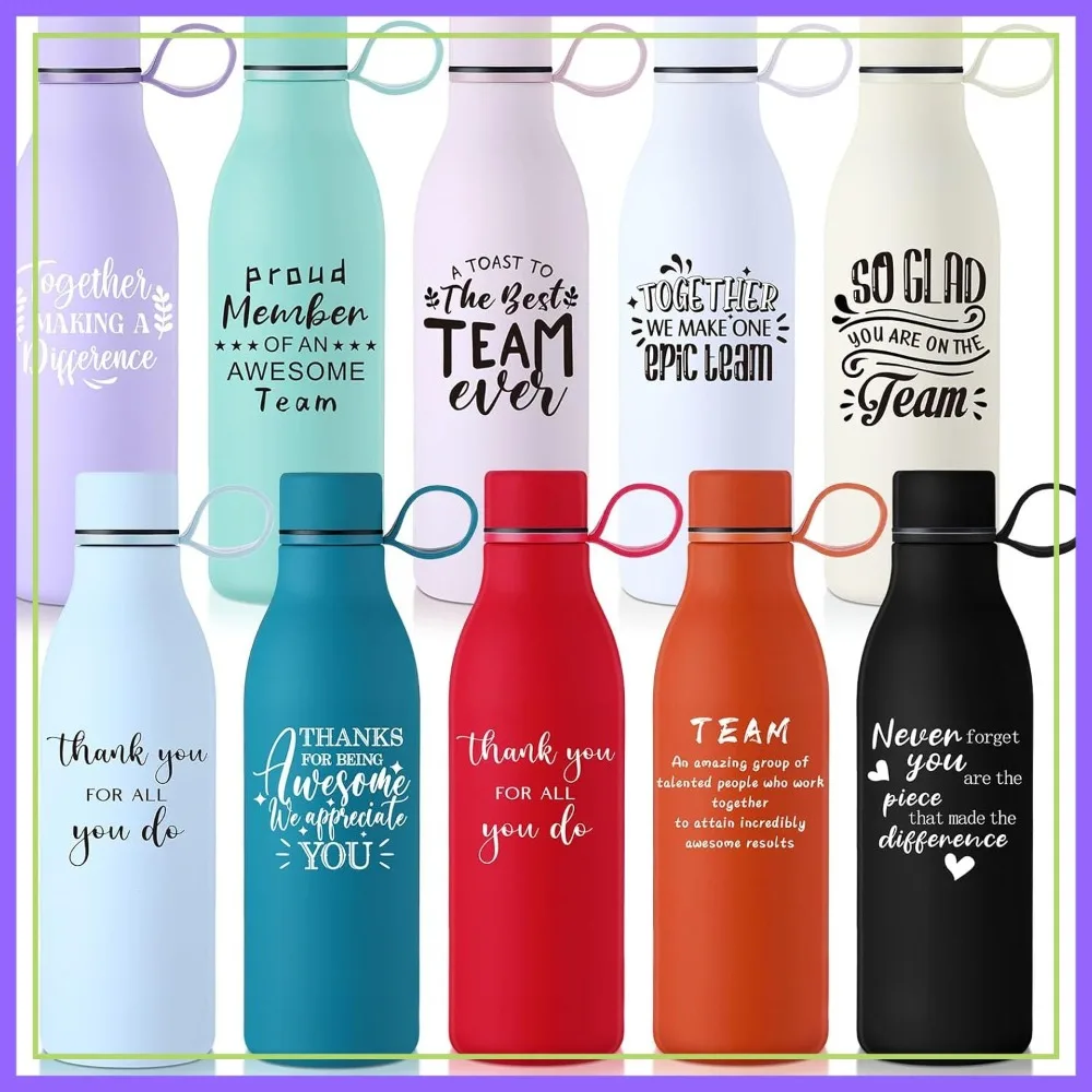 

10 Pack 17oz Insulated Water Bottles Bulk with Silicone Handle Stainless Steel Thank You Gifts for Coworkers