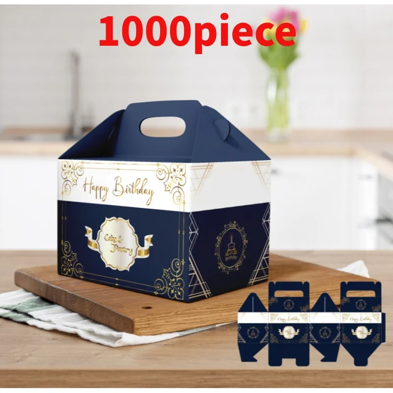 10 00piece.Custom.Custom Printed Cheese Cake Carrying Box Birthday Cake Packaging Box With Handle Kraft Paper Cupcake Boxes