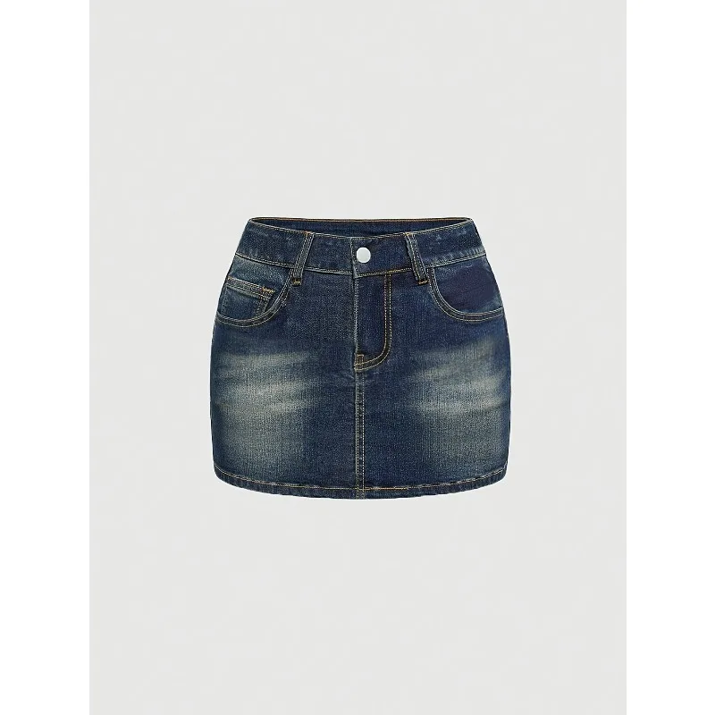 Summer Denim Retro Short Skirt for Women High Wiast Sexy Tight Bag Hip Skirts Lady Slim Fit Y2K Female Short Print Jeans Skirts - view 2